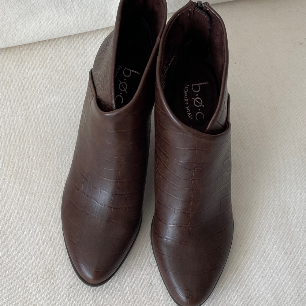 boc Dark Brown Croc-Embossed Ankle Booties - Picture 6 of 8